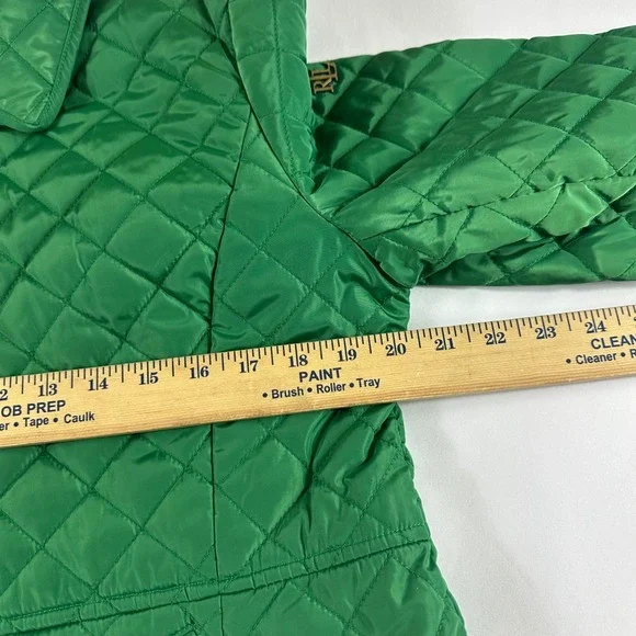 Lauren Ralph Lauren Women's Large Green Quilted Jacket Gold Snap Button Coat - Picture 4 of 10